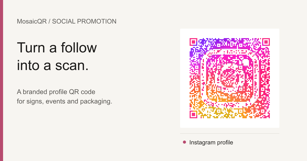 A branded Instagram profile QR code displayed in a social campaign layout